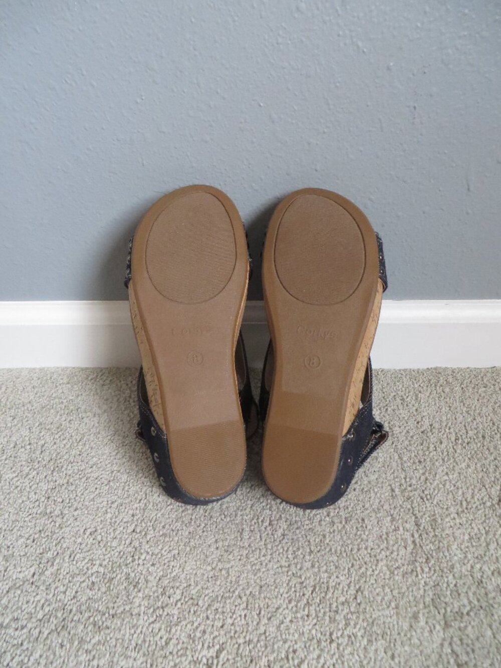 Corkys footwear womens carley wedges sandals size 8 dark blue denim - Picture 12 of 12